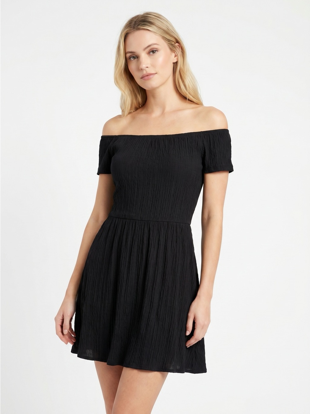 H&M Black Off-Shoulder Mini Dress